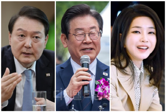(왼쪽부터) 윤석열 대통령, 이재명 더불어민주당 대표, 김건희 여사. <디지털타임스 이슬기 기자, 대통령실 제공>